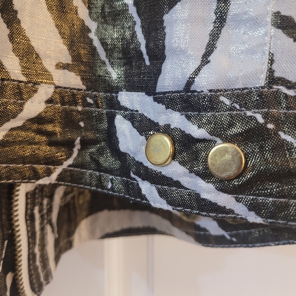 Just B Linen 3/4 Sleeve Bronze/gold Metallic Leaf Pattern Jacket Women's Size M - Picture 6 of 6